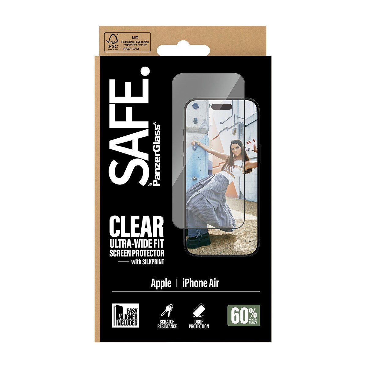 SAFE. by PanzerGlass® Screen Protector w. Black Frame iPhone Air | Ultra-Wide Fit w. EasyAligner